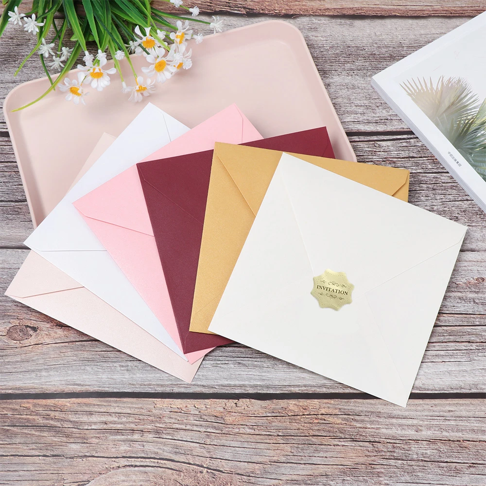 3D Pop Up Card Kraft Paper Envelopes Window Envelopes Mailing Envelopes Mini Envelopes 10 PCS/lot Message Card Multicolor School Supplies Greeting Card Encased Pearl Papers Envelope Bag Square Paper Envelopes