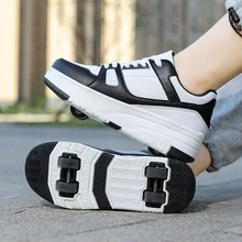 2023 Roller Skate Shoes for Kids Boys Girls LED Wheels Sneakers with On Double Two Wheels Children Boy Girl Skate Sneakers Shoes