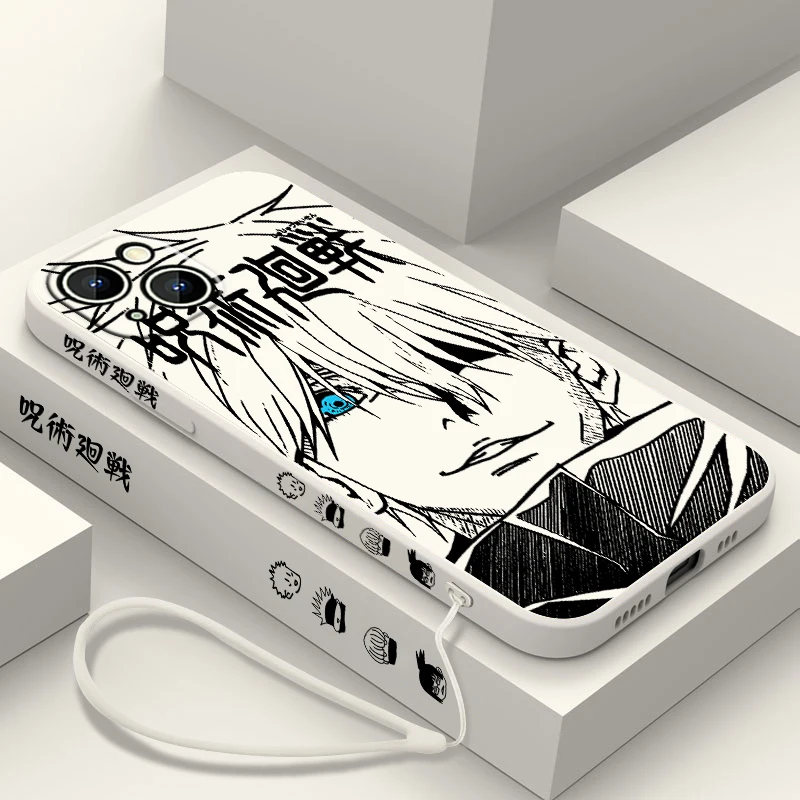 thumbnail image 1 of Jujutsu Kaisen Gojo Anime Phone Case para Apple iPhone 15 14 13 12 11 Pro Max Plus 8 7 SE Liquid Left Rope Capa Cover, 1 of 5