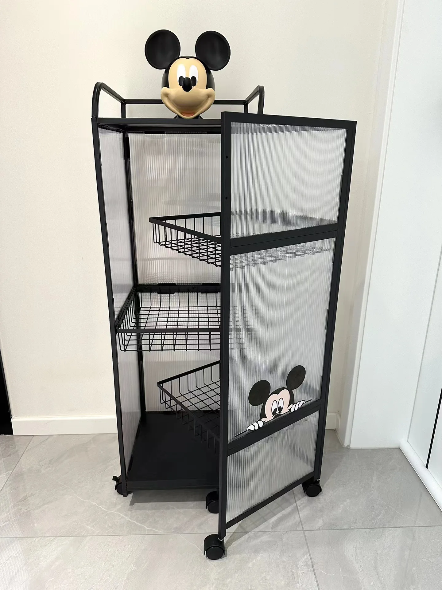 

Kitchen with Door Vegetable Rack Rotary Multifunctional Fruit and Vegetable Vegetable Basket Floor Multi-Layer Pot Snack Storage