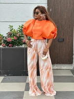 Zoey O-neck Lantern Short Sleeve Pleated Trouser Set 2