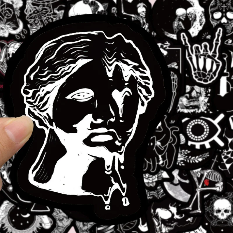 50 قطعة رعب قوطي داكن أسود ملصقات مقاومة للماء لأل...