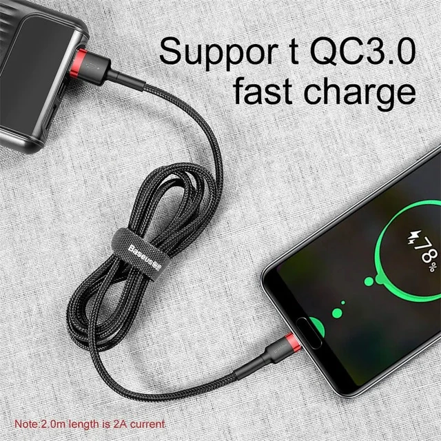 Cable Baseus USB C para oneplus 12 Cable de carga rápida 3,0 USB C Cable de carga rápida tipo C para Huawei Xiaomi 13 Cable cargador de USB-C 2