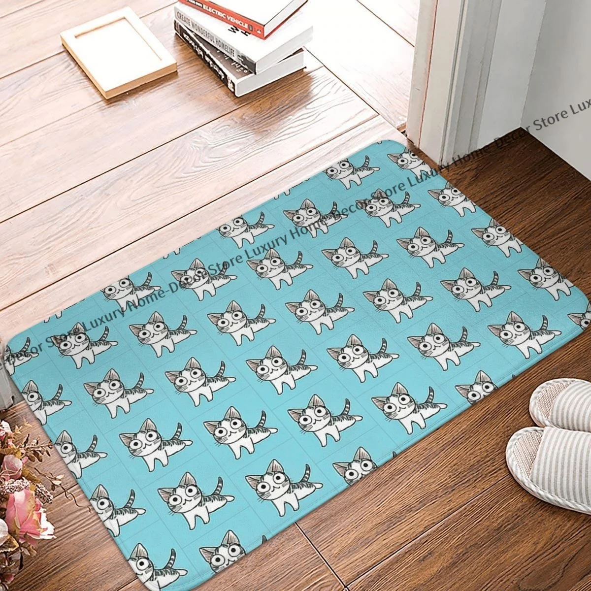 Zerbino Antiscivolo Chis Sweet Home Chi The Cat Bath Camera Da Letto Mat Tappeto Esterno Flanella Pattern Decor