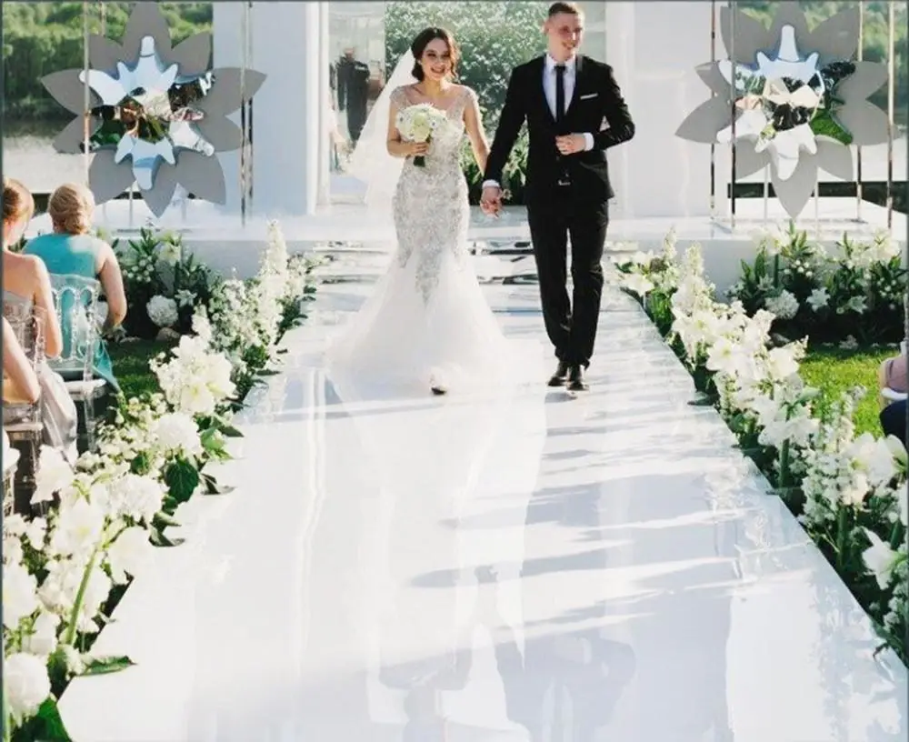 1.2m Wide Champagne Color Aisle Runner Wedding Mirror Carpet Rug Stage Diy Church Banquet Party Backdrop Decorations Supplies