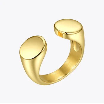 ENFASHION Punk Platform Open Ring Gold Color Stainless Steel Simple Finger Rings For Women Fashion Jewelry Dropshipping R204034 1