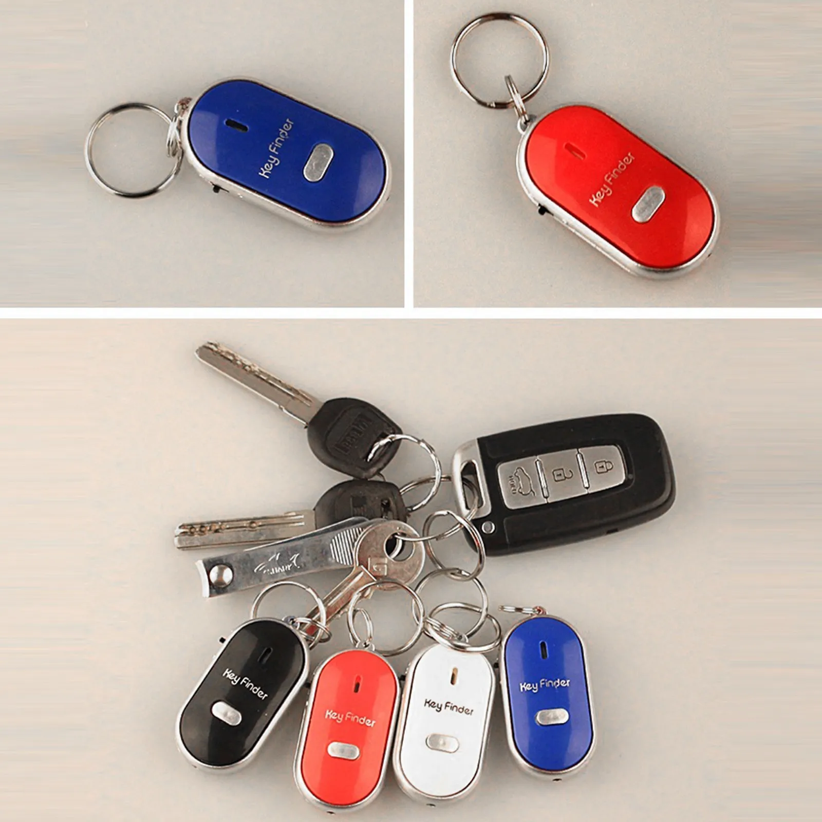 Key Finder Sound Control LED Light Whistle Keychain