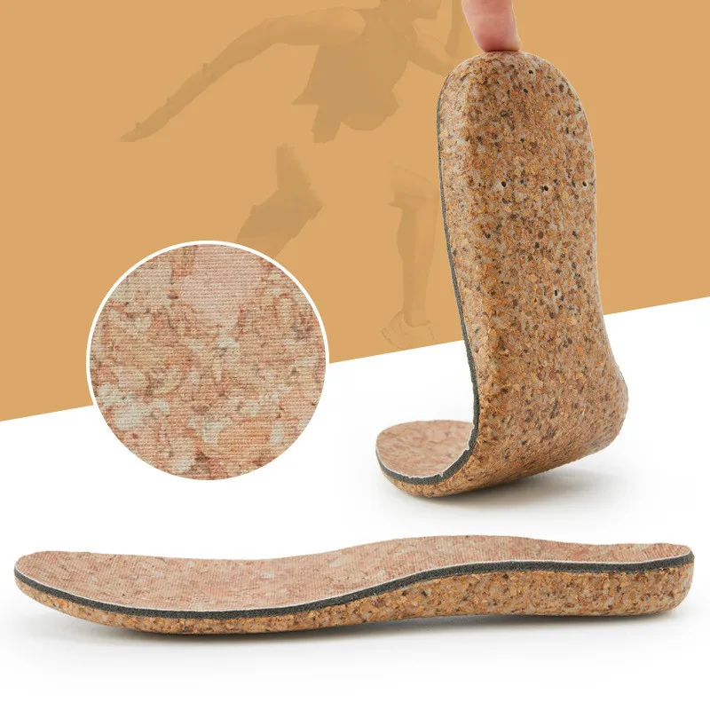 Orthopedic Cork Insole For Feet Ease Pressure Of Air Movement Damping Shock Absorption Cushion Cushion Padding Insole for Unisex