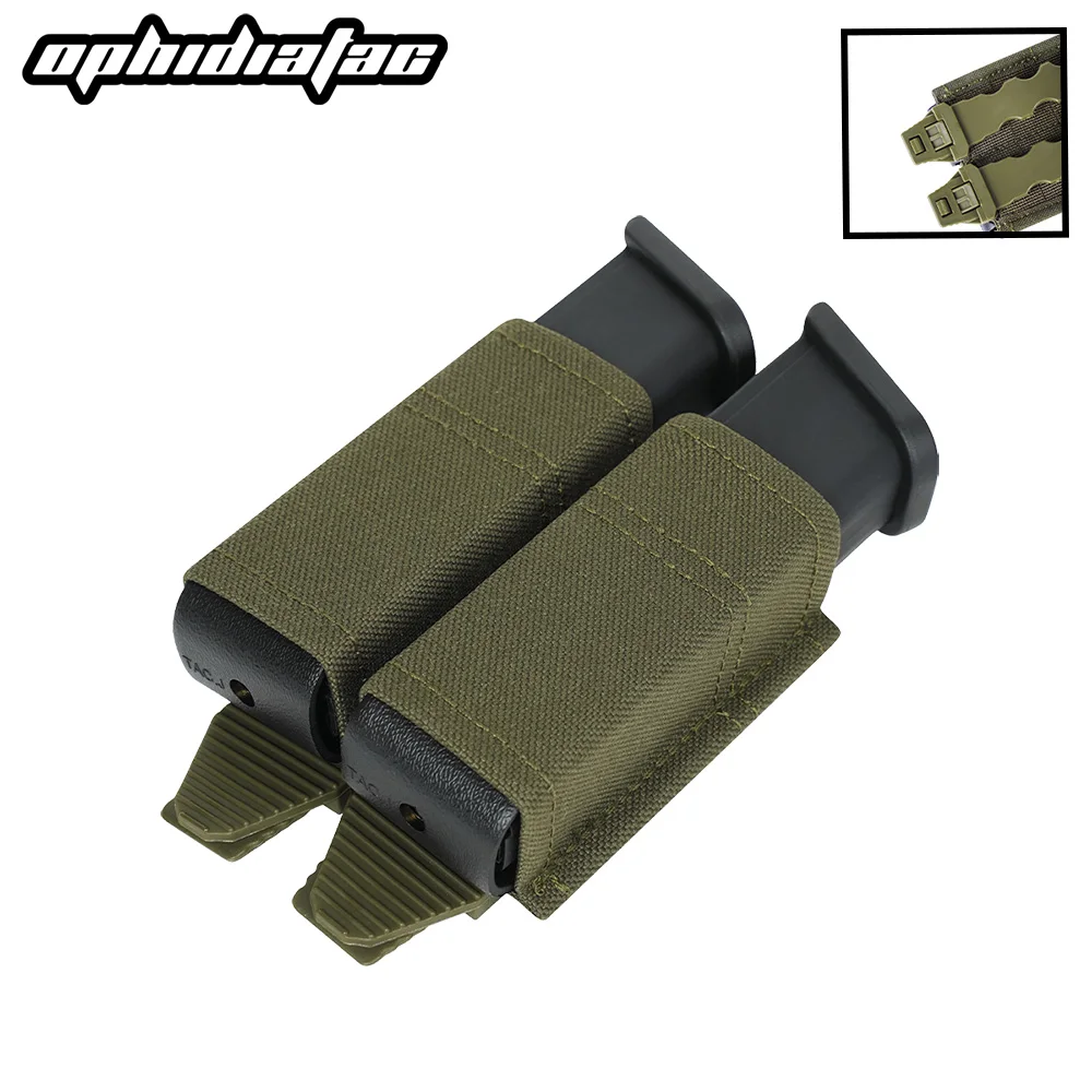 Magazine Pouch OPHIDIAN MOLLE Mag Pouch FAST 9MM Double Mag Bag Hunting CS Games Air soft Holder Nylon Support Clip
