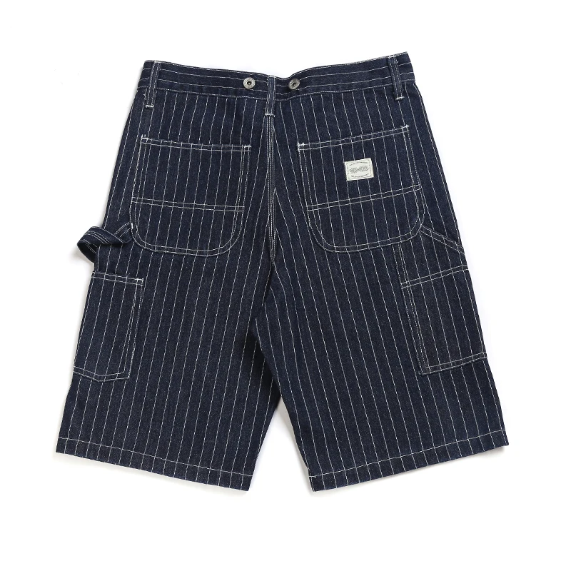Workwear Shorts New Railway Striped X Y TYPE Camisole Shorts Canvas Workwear Shorts Suspenders Pants Summer Natural Denim Bib Overalls for Men