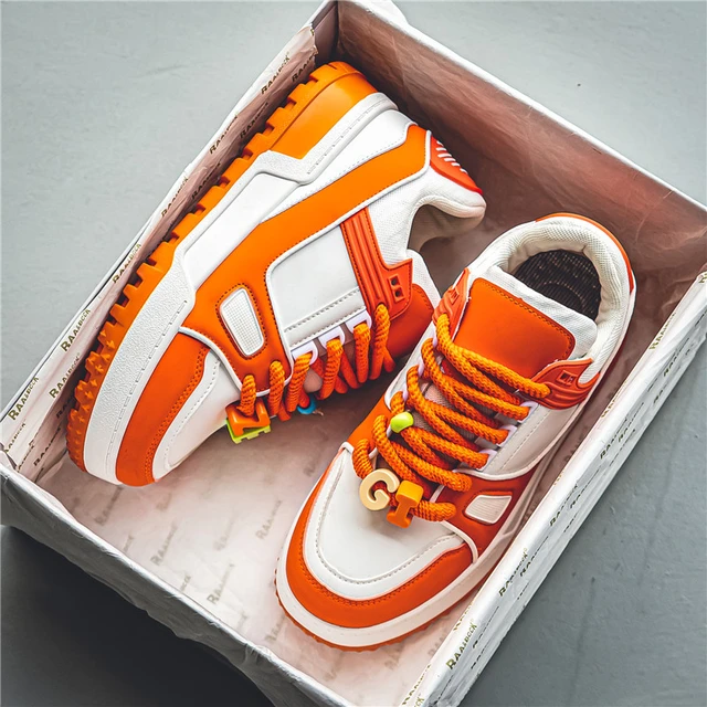 2023 Designer Men's Sneakers Winter Fashion Orange Luxury Men Casual  Sneakers White Brand Platform Shoes for