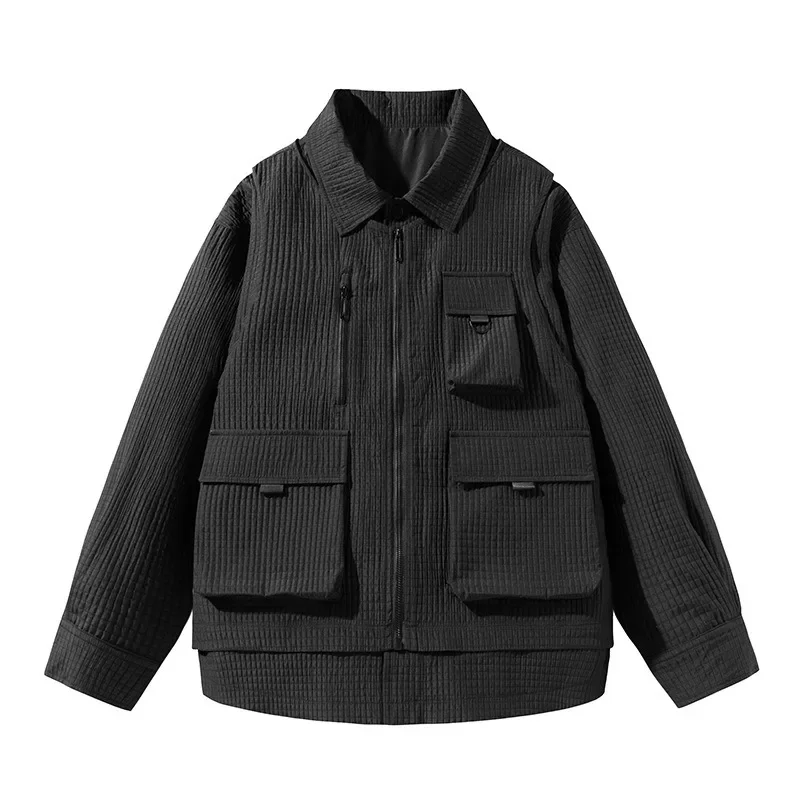 Men's clothing autumn and winter pocket lapel jacket for men's Korean version trend casual men's and women's top overcoat coats