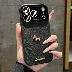 Luxury Shockproof Phone Case with Camera Protector - Lucky Horse Official Collection - iPhone 14 Pro (Black  BB)