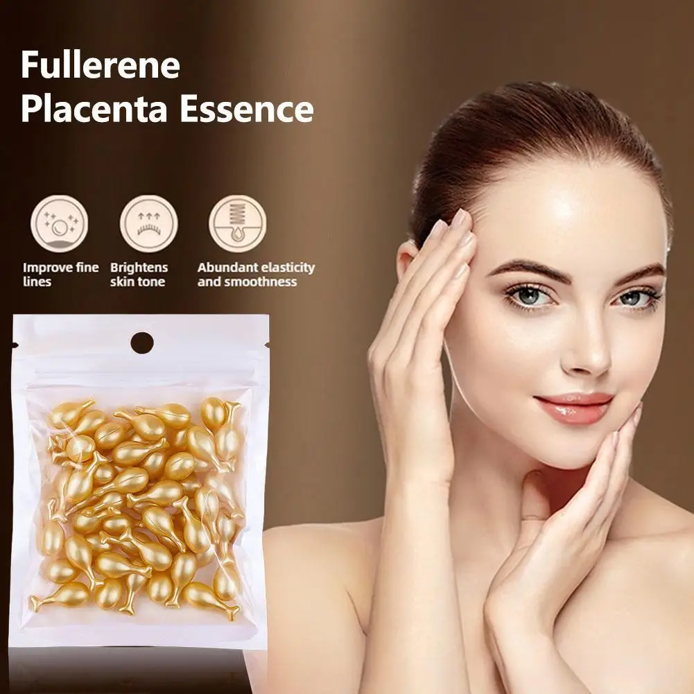 30/100pcs Fullerene Placenta Capsule Essence Moisturizing Nourishing Serum Facial Serum Firming Hydrating Nourishing Serum 4