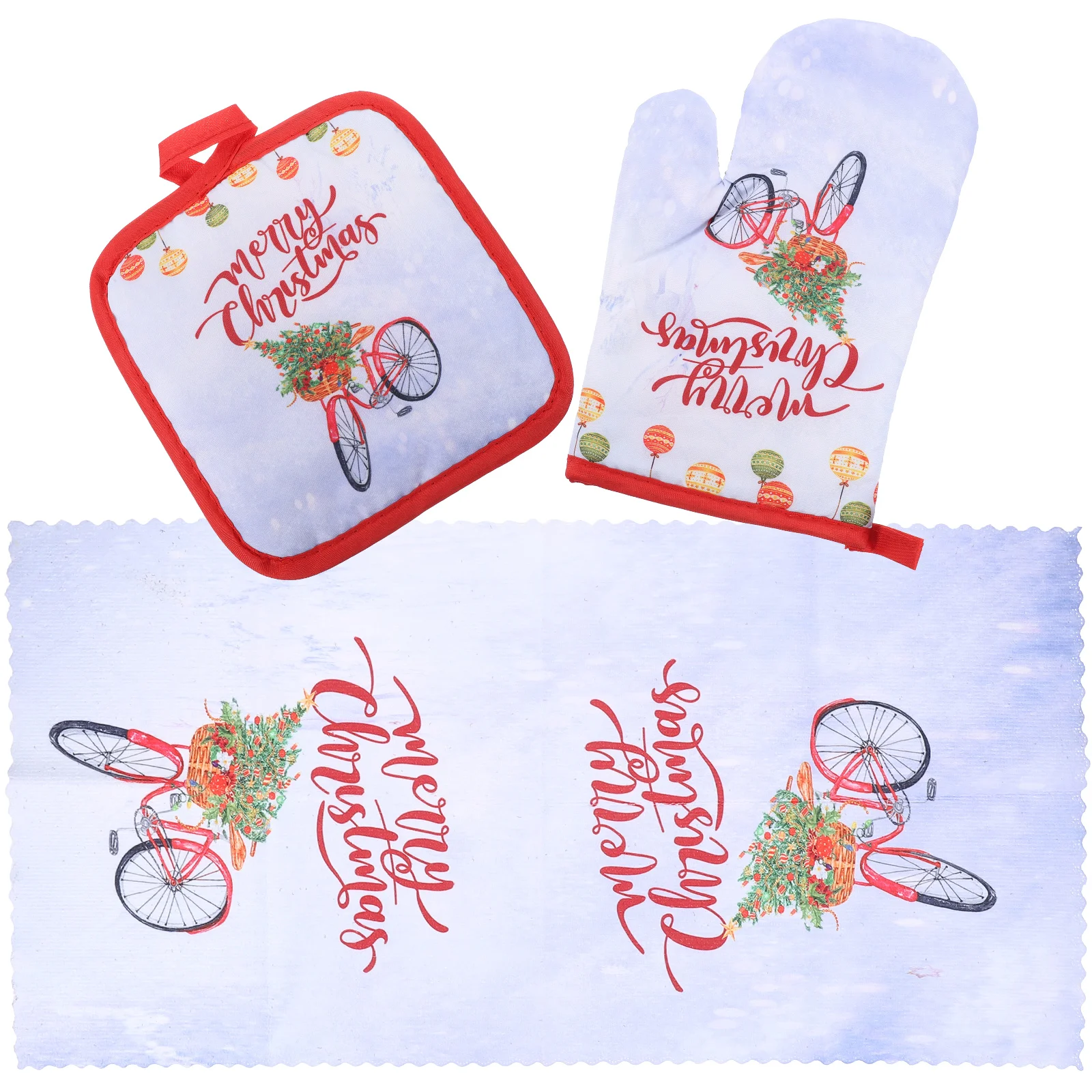 

1 Set Christmas Oven Glove and Pot Holder Towel Heat Resistant Baking Glove