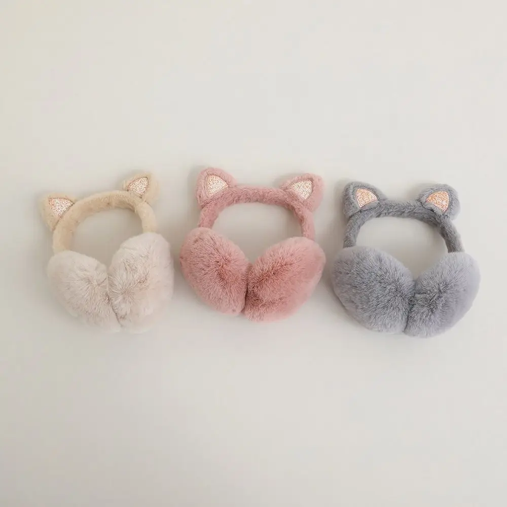 

Cat Ear Women Earmuff Comfortable Thick Soft Cute Earflap Plush Solid Color Kids Ear Cover Cold Protection