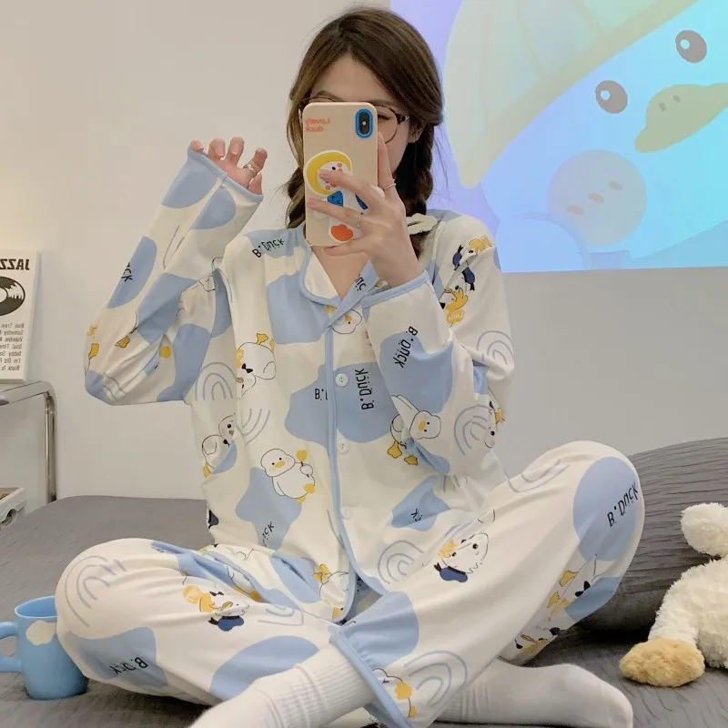 Spring And Summer 2-Piece Set Of Women's Breastfeeding Clothes Monthly Clothing Maternity Pajamas Women's Pajamas Homewea 3