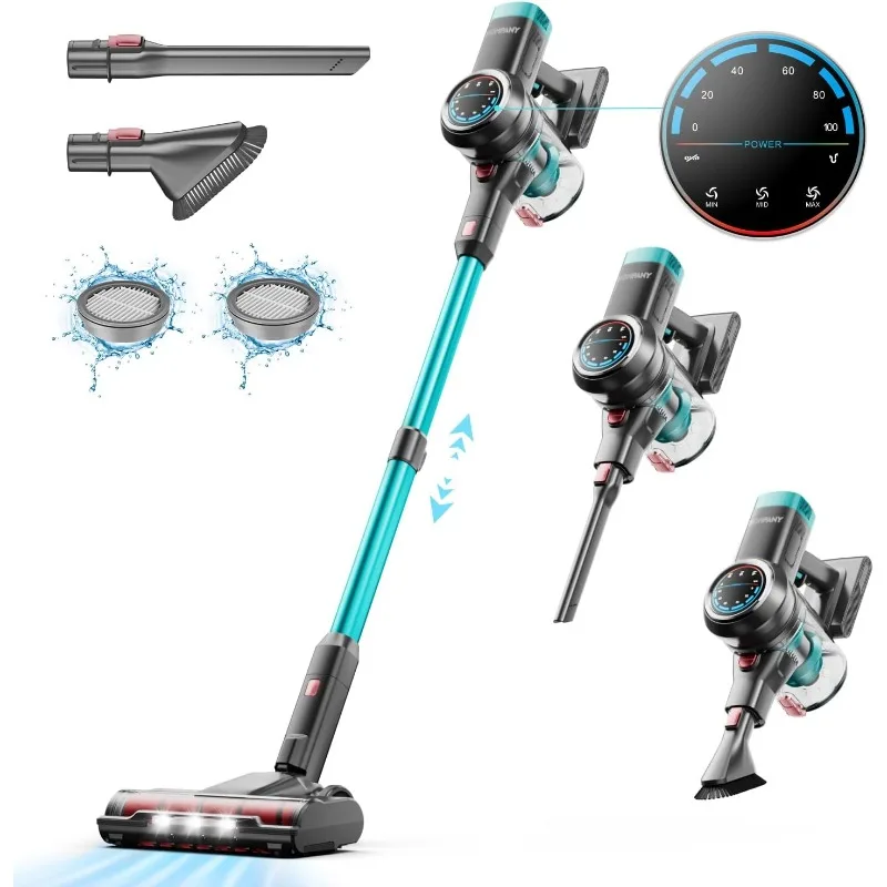 

HOMPANY Cordless Vacuum Cleaner, 500W/40Kpa Stick Vacuum with Self-Standing, Max 60 Mins Runtime, Vacuum Cleaner for Home