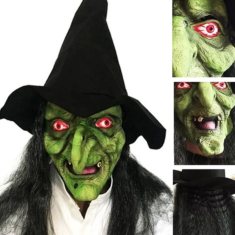 CGMGTSN-máscara de bruxa velha feia para mulheres, cosplay assustador,  látex com cabelo, capacete, traje de festa de Halloween, adulto - AliExpress