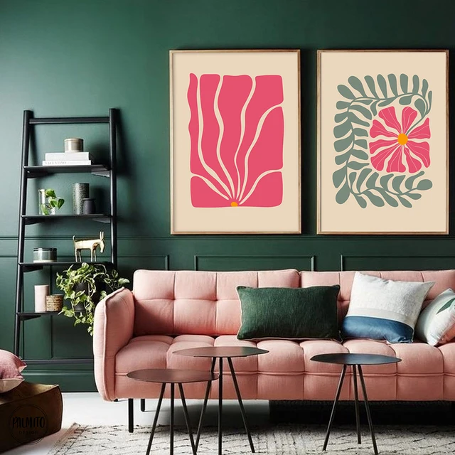 Colorful Abstract Botanical Print Retro Eclectic Gallery Wall Art Picture Home Decor Vibrant Wavy Flower Canvas Painting Poster