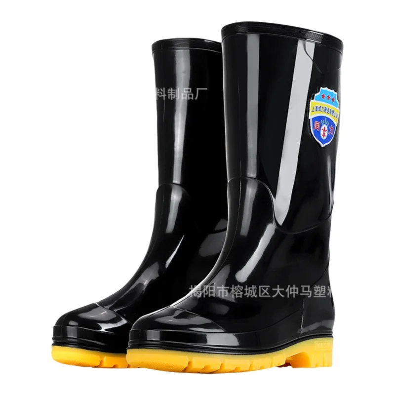 Bottes de pluie mi-mollet épaissies pour hommes - Semelle tendon de bœuf anti-dérapante