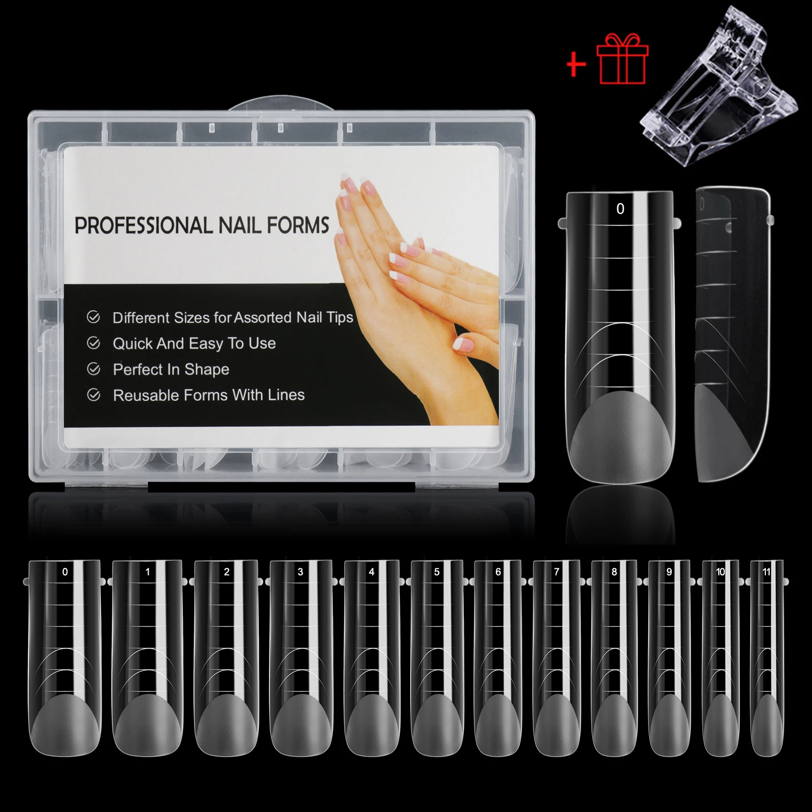 Enhanced Square Dual Forms for Quick Nail Extensions - Clear Top for Full Cover French Tips