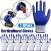 1-10Pairs Work Gloves security Protection Grey Nylon Nitrile Gloves Blue Latex Coated Breathable Wear Logging Carpenter Supplies 1