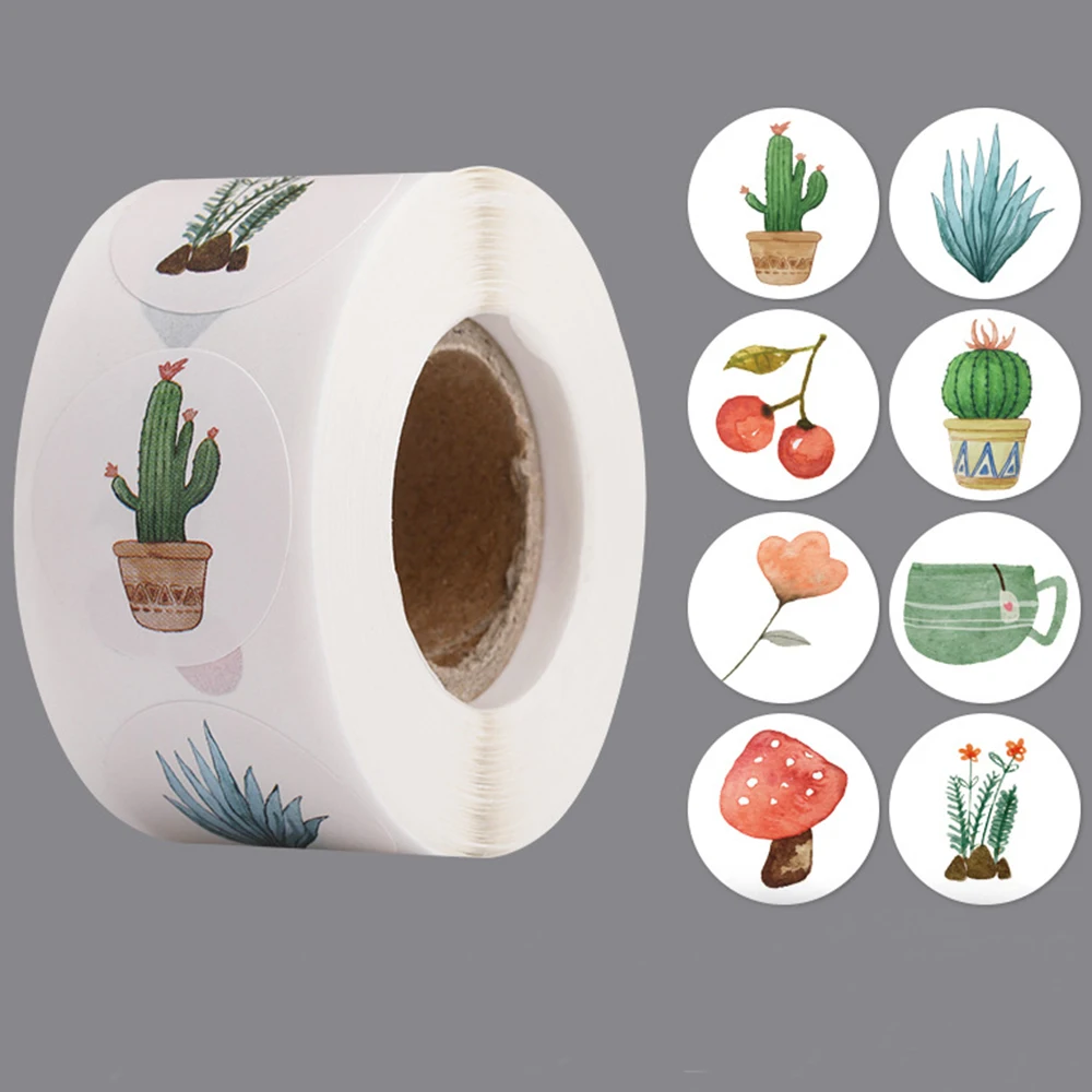 

100-500pcs Round Cartoon Sticker 1Inch Thank You Stickers for Gift Cards Envelope Paper Scrapbook Sealing Label