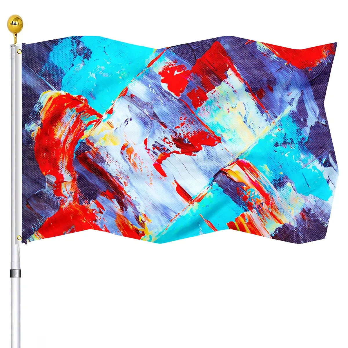 

Abstract Oil Painting Flag Double Stitched Vivid Color Red Blue Flags Banners with Brass Grommets Indoor Outdoor Decor Women Men