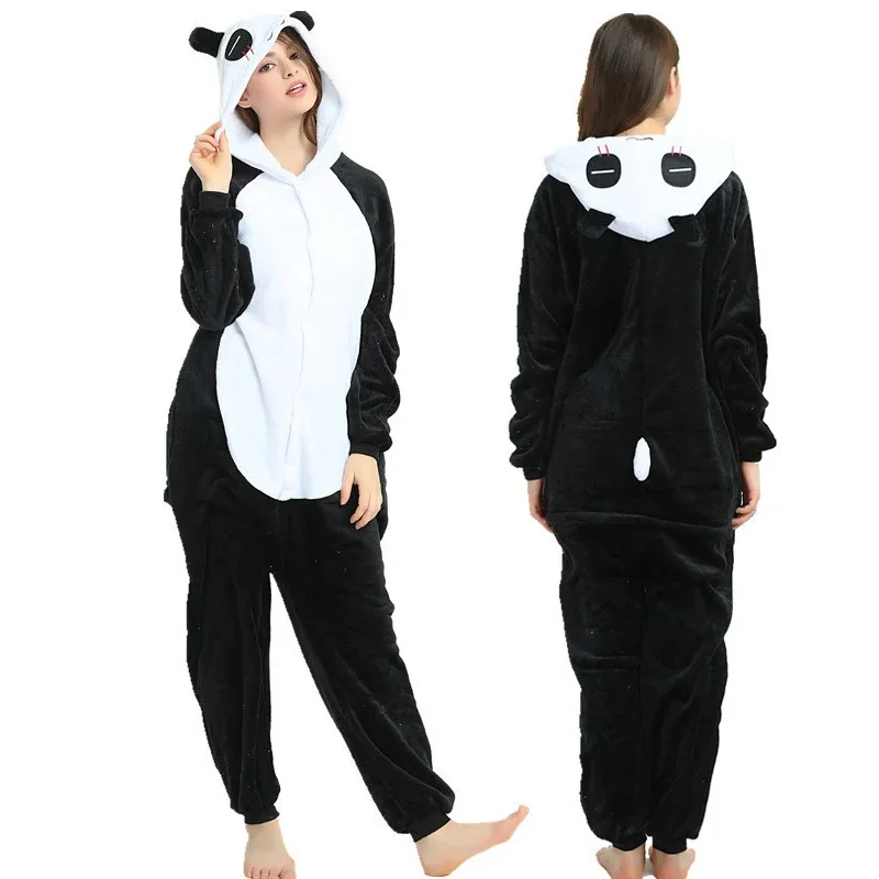Kigurumi Panda Animal Adults Unicorn Onesies Pajamas Flannel Boy Girl Unicornio Sleepwear Kids Pyjamas Licorne Cosplay Costumes