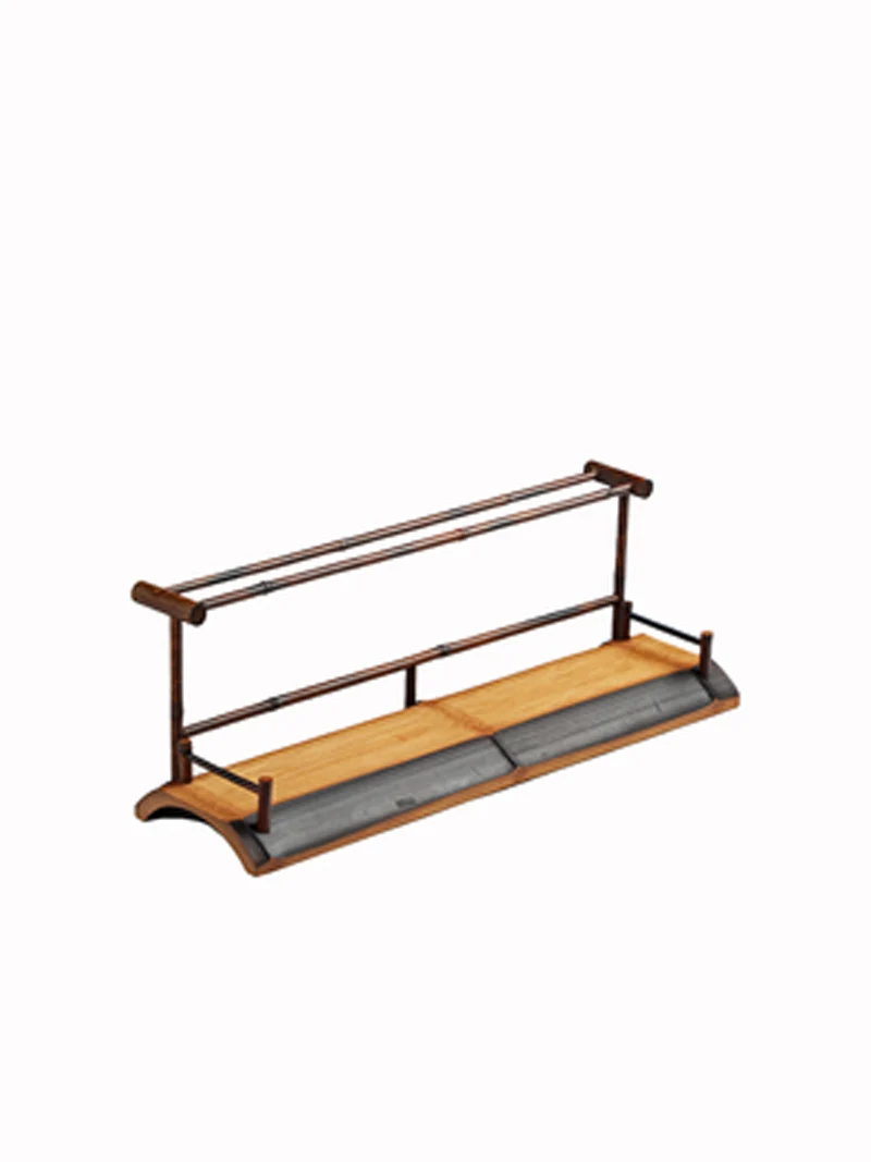 Hand made bamboo teacup rack drainage rack Chinese retro double-layer cup rack teapot tea set display taccessories