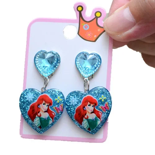 Disney Elsa children's ear clip earrings without pierced cartoon princess series earrings Frozen ear clip little girl accessorie 6