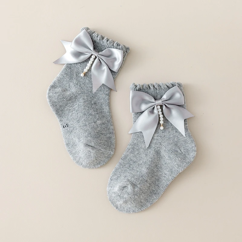 Infant Kids Baby Girls Summer Socks Ruffle Ankle Socks Breathable Toddler Dress with Pearl Tassel 0-4T