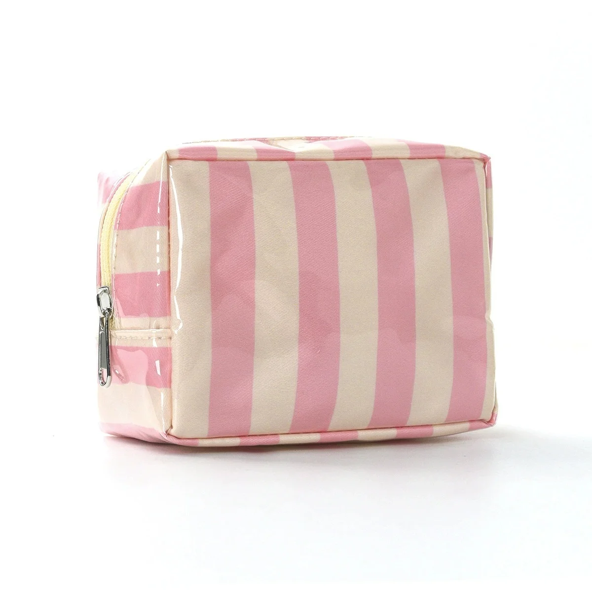Chic Striped Mini Makeup Bag with Zipper - Stylish Cosmetic Pouch