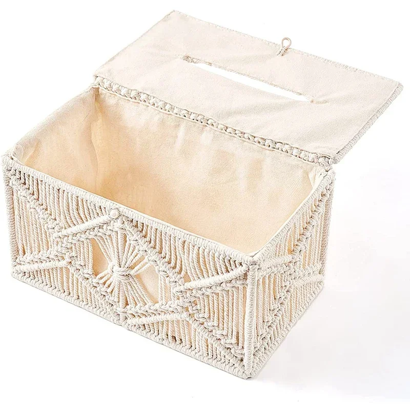 

Boho Buckle Macrame With Box Cover Decor Tissues Bead Tissue Rectangular Home Organizer Napkin Holder Paper