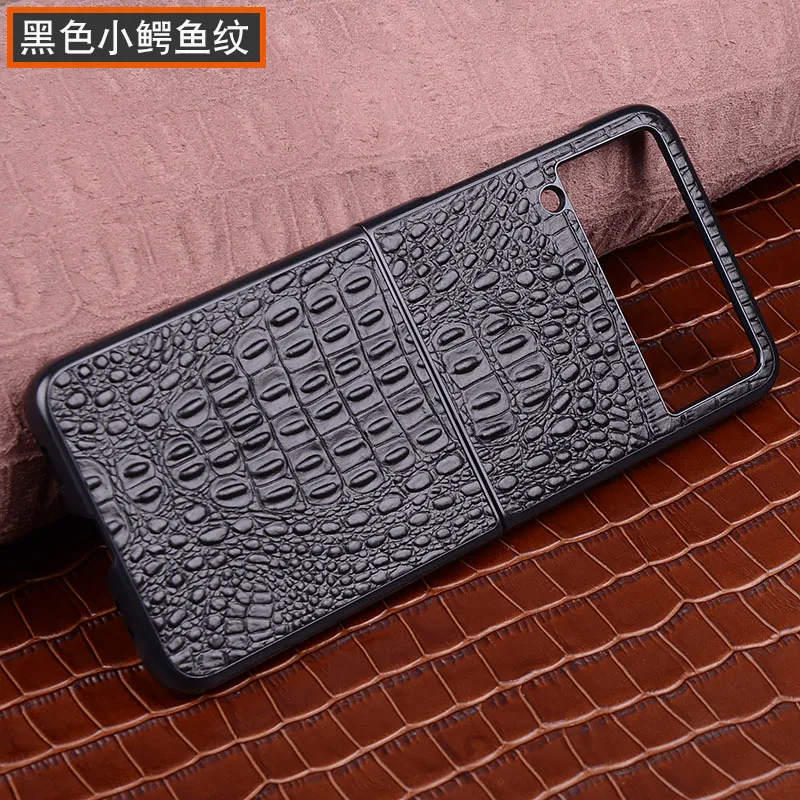 Luxury Genuine Leather Flip Phone Case For Samsung Galaxy Z Flip4 F8110 Half Pack Phone Cover For Galaxy Z Flip 4 Shockproof