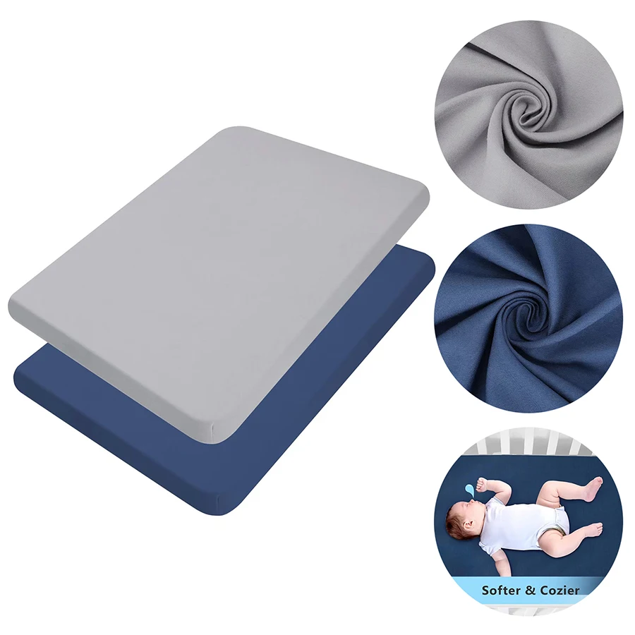 Portable Mini-Crib Sheets Set for Baby Girls Boys Breathable Lightweight Playard Playpen Sheets Pad Cover 2PCS