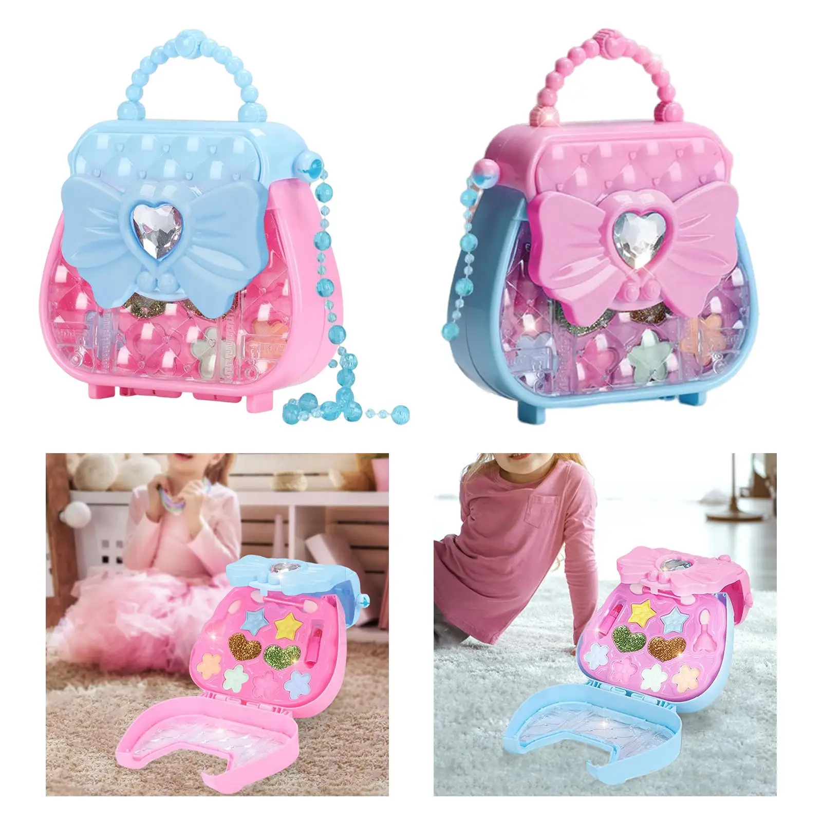 11Pcs Makeup Kit Washable Portable Makeup Box for Children Birthday Gifts