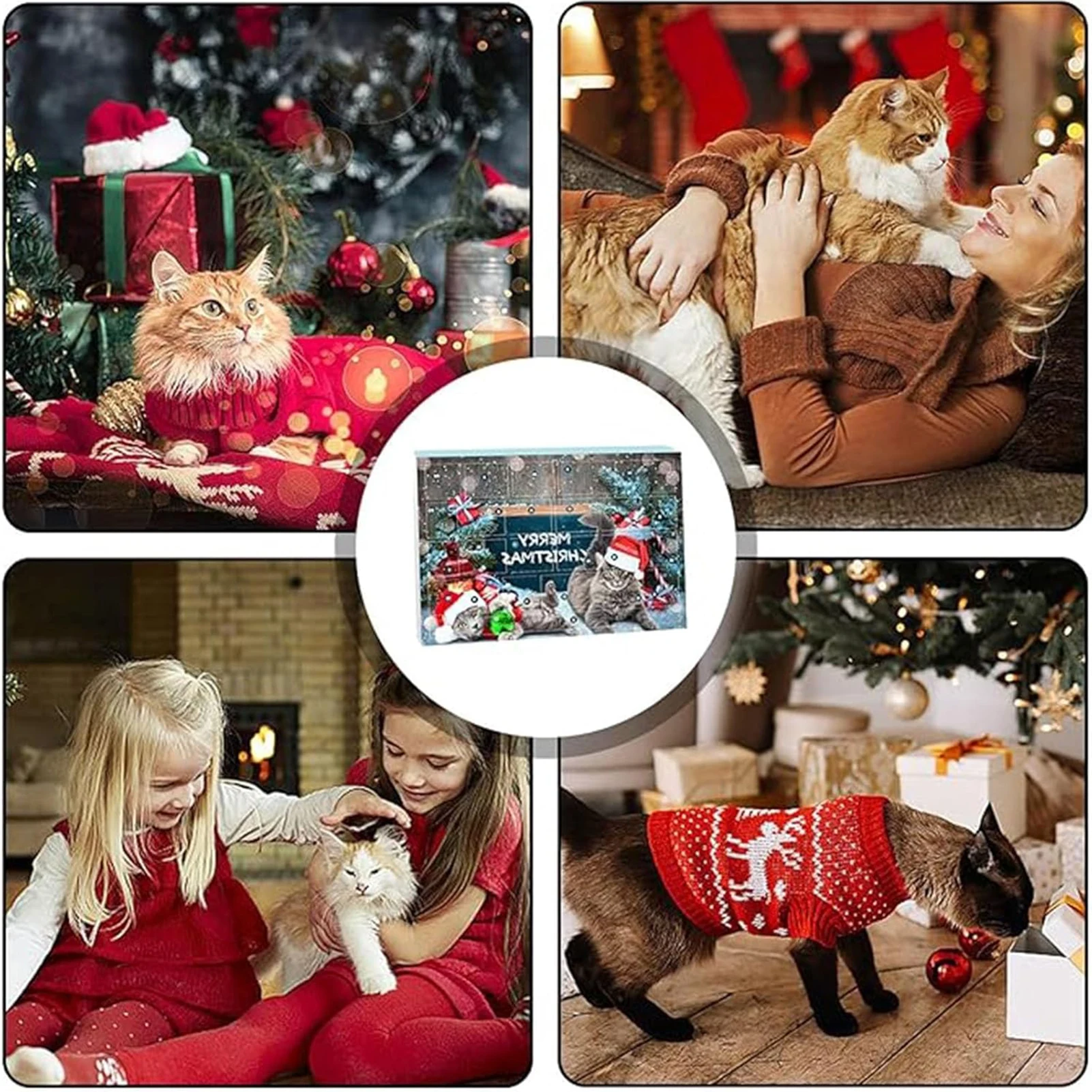 Christmas Cat Toy Advent Calendar 24 Days Xmas Countdown Gifts for Christmas Countdown Holiday MIAO