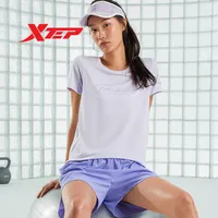 Xtep Short T-Shirt Women Comfortable Breathable Women's Short Sleeve Sweatshirt Casual Cotton Feamle Sports Tops 877228010198
