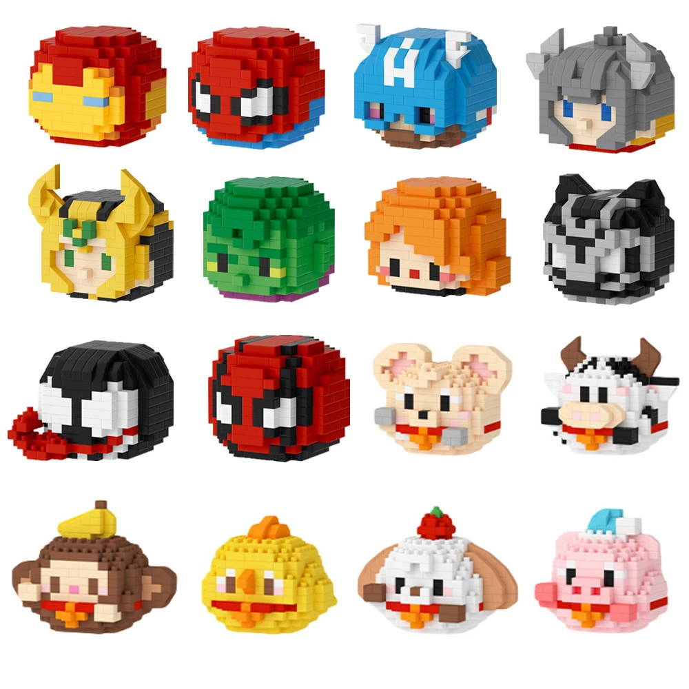 

Kawaii Chinese Zodiac Mini Damo Egg Super Hero Loki Black Panther Building Blocks Disney Sanrio Brick Model Toys For Kids Gift