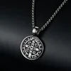 Vintage St Benedict Exorcism Women Men Necklace Round Pendant Stainless Steel 24Inch Chain Catholic Roman Cross Demon Necklaces 4