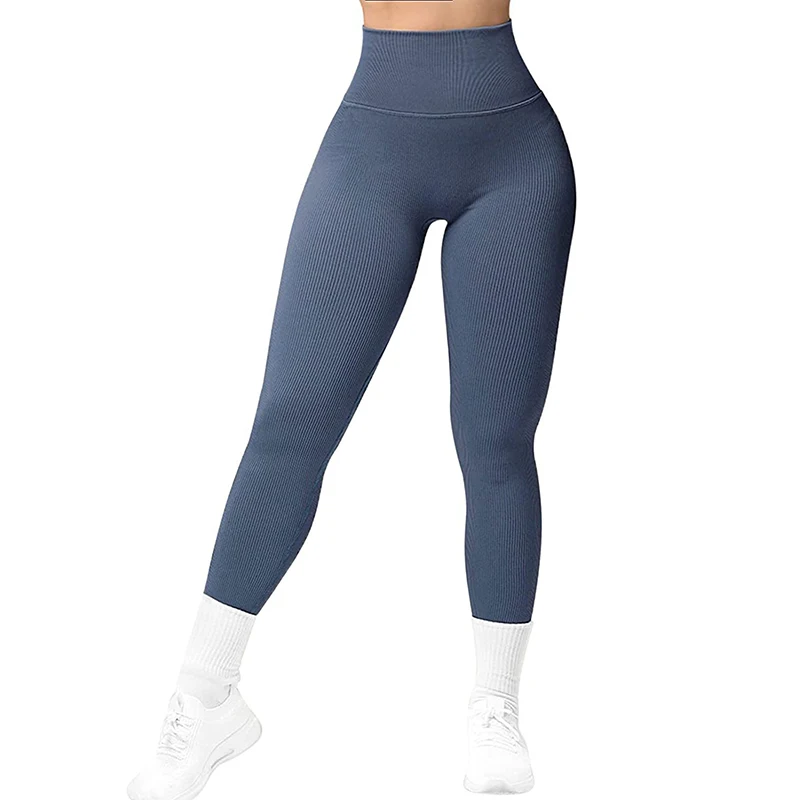 Ribbed Leggings Women Seamless High Waist Sexy Push Up Butt Yoga Pants Gym Fitness Legging Tummy Control Workout Running Tights