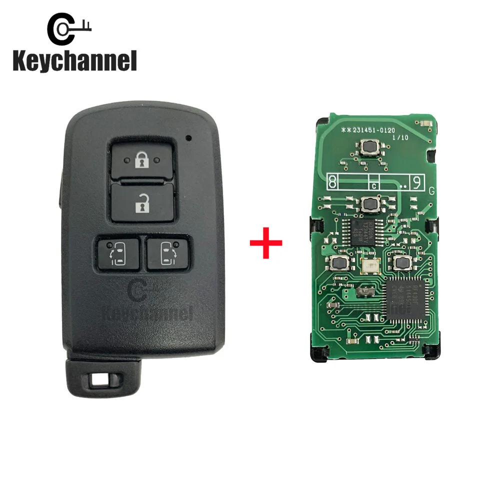 Keychannel 4Button 8A Chip Car Proximity Fob 312.5-314Mhz Smart Key FCCID 231451-0120 Keylessgo Remote Card for Toyota Alphard