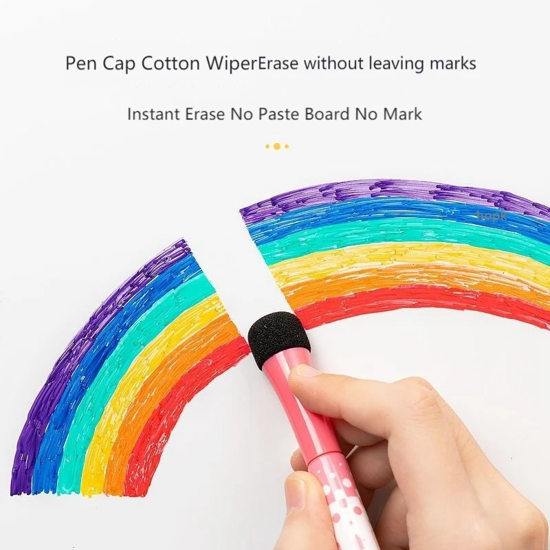 Vibrant Erasable Magnetic Whiteboard Markers with Erasers - Set of 8 Colors for Creative Expression and Office Use