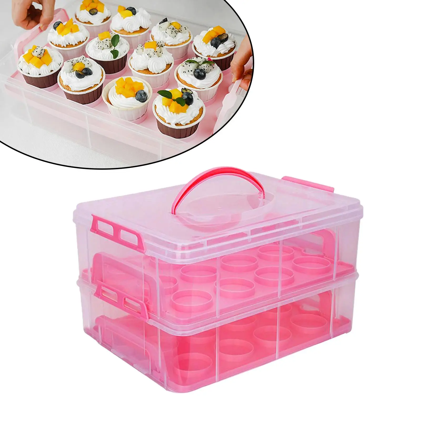 Clear Tiers Cupcake Carrier with Locking Lid Portable with Handle