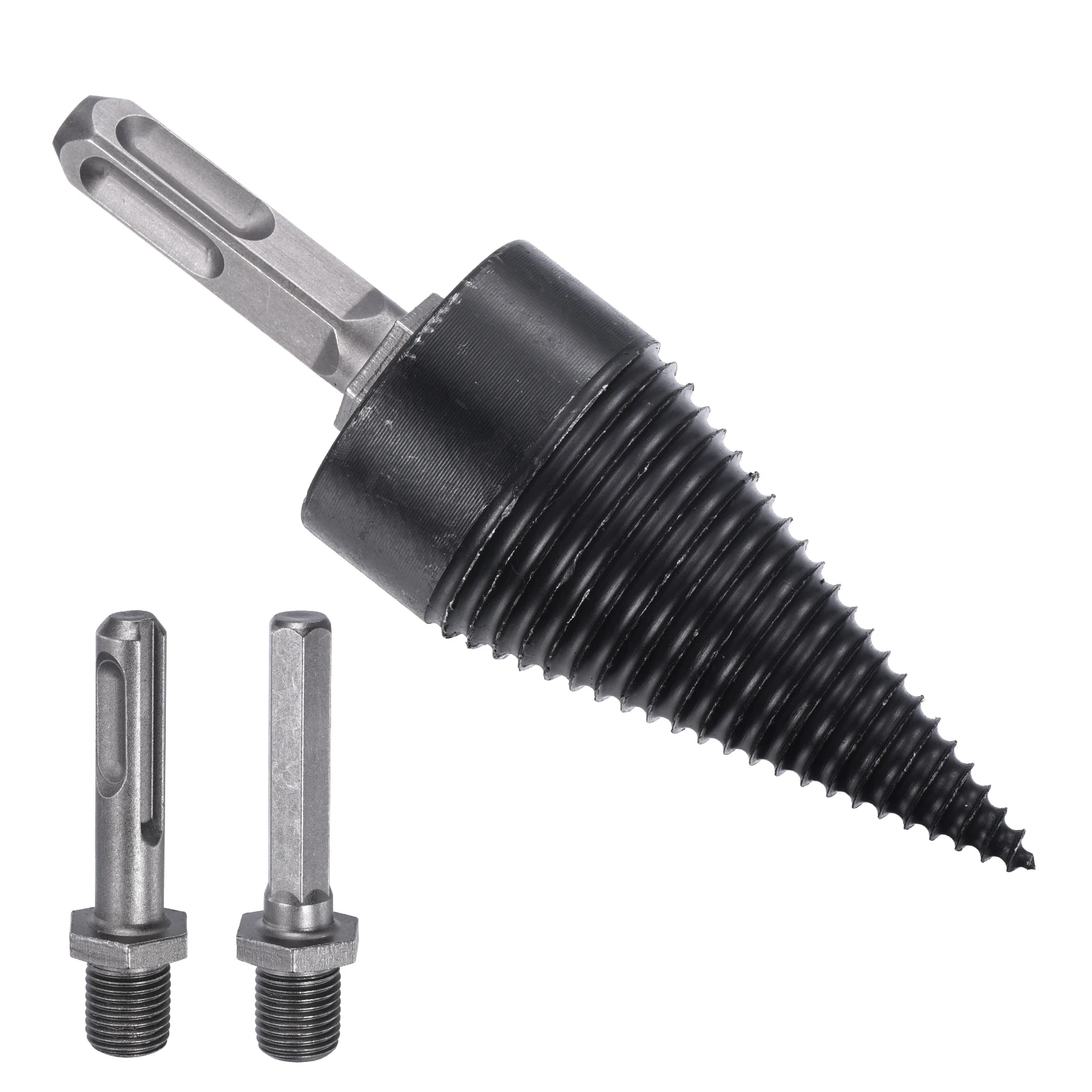 4Pcs/1Set Firewood Log Splitter Drill Bit Removable Drill Bits Electric Drills Screw Cone Driver with Drill Shafts Hand Tools