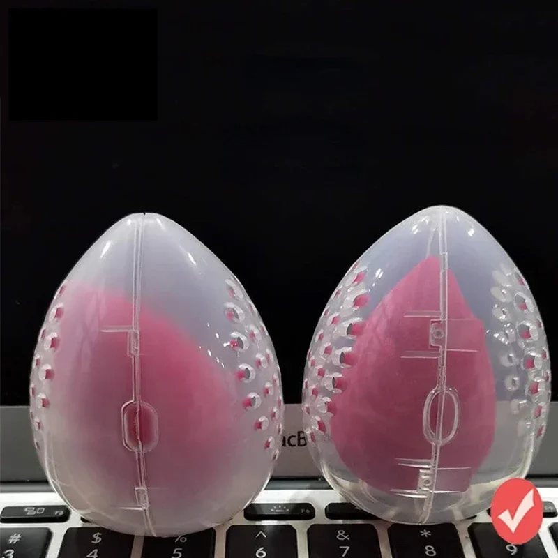 1PC Cosmetic Egg Storage Box Beauty Sponge Stand Storage Case Makeup Blender Puff Holder Empty Cosmetic Transparent Puffs Box 3
