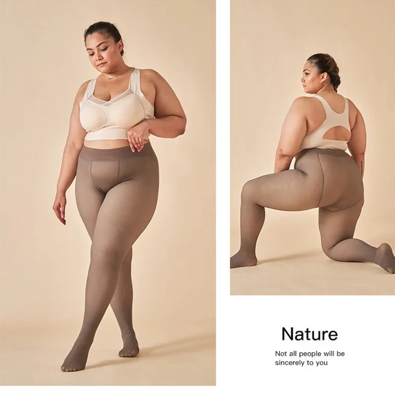 Large Size Women's Warm Tights For Winter Elastic High Waisted Fleece Insulated Leggings Thermal Stockings Woman Sexy Pantyhose 5