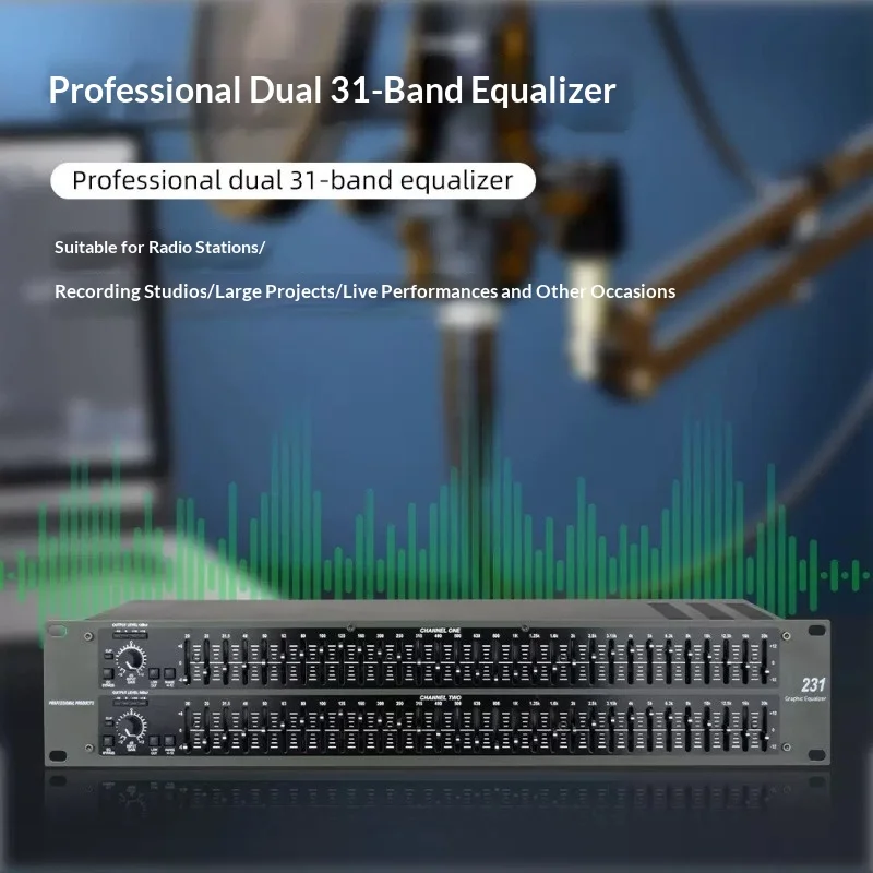 31밴드 그래픽 이퀄라이저 1/3 옥타브 - 20Hz-20kHz 108dB 다이나믹 레인지를 갖춘 전문 무대 공연용 EQ(사운드 조정용)
